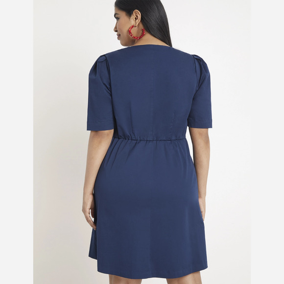 Eloquii Button Front A-Line Navy Blue Dress Size 16 - Picture 2 of 10